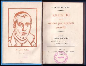 Jaime Balmes: Kriterio aneb umění jak dospěti pravdy
