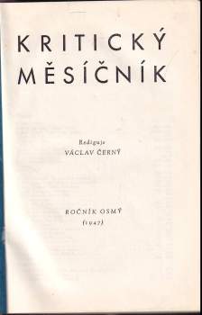 Václav Černý: Kritický měsíčník