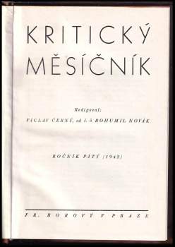 Václav Černý: Kritický měsíčník