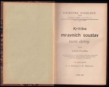 Alfred Fouillée: Kritika mravních soustav naší doby