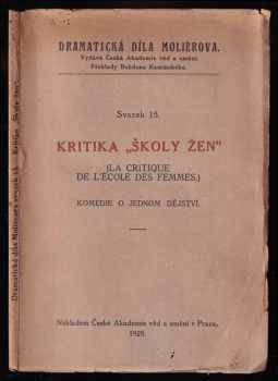 Molière: Kritika Školy žen - komedie o jednom dějství