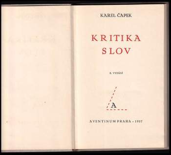 Karel Čapek: Kritika slov