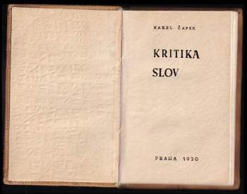 Karel Čapek: Kritika slov