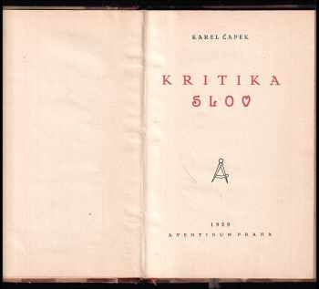 Karel Čapek: Kritika slov
