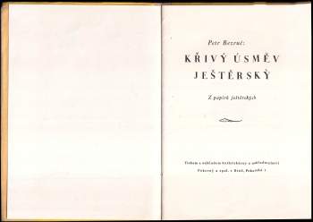 Petr Bezruč: Křivý úsměv ještěrský
