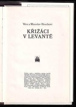 Miroslav Hroch: Křižáci v Levantě