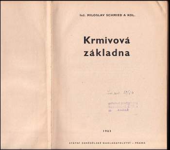 Miloslav Schmied: Krmivová základna