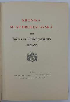 Jiří Bydžovský: Kronika mladoboleslavská