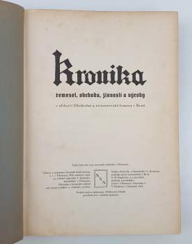 Kronika řemesel, obchodu, živností a výroby v oblasti Obchodní a živnostenské komory v Brně