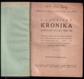 F. P Vožický: Kronika světové války 1914-19