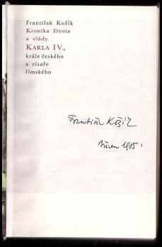 František Kožík: Kronika života a vlády Karla IV., krále českého a císaře římského