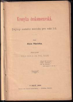 Alois Hlavinka: Kronyka českomoravská