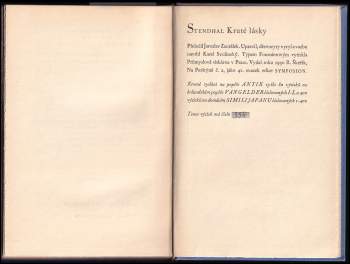 Stendhal: Kruté lásky