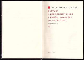 Richard van Dülmen: Kultura a každodenní život v raném novověku (16.-18. století)