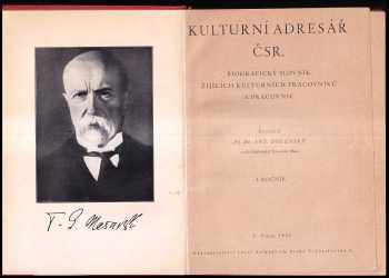 Antonín Dolenský: Kulturní adresář ČSR - biografický slovník žijících kulturních pracovníků a pracovnic. Ročník 1