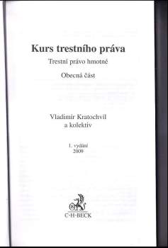 Vladimír Kratochvíl: Kurs trestního práva