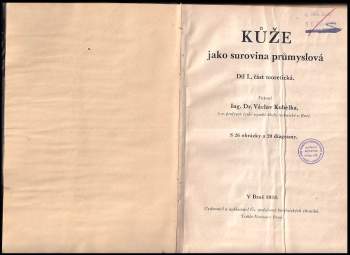 Václav Kubelka: Kůže jako surovina průmyslová