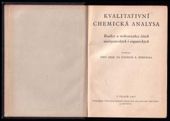 Jindřich Křepelka: Kvalitativní chemická analysa