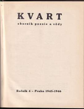 Kvart. Sborník poesie a vědy
