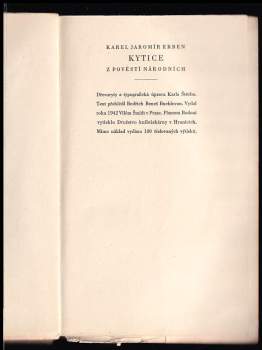 Karel Jaromír Erben: Kytice z pověstí národních
