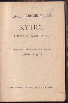 Karel Jaromír Erben: Kytice z pověstí národních
