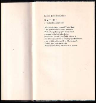 Karel Jaromír Erben: Kytice z pověstí národních