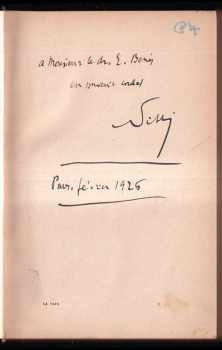 Jean Florence: La Paix - Traduit de L'italien Par Jean Florence - DEDIKACE EDVARDU BENEŠOVI