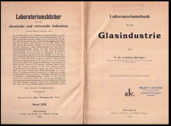 Ludwig Springer: Laboratoriumsbuch für die Glasindustrie