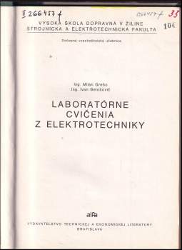 Ivan Belošovič: Laboratórne cvičenia z elektrotechniky