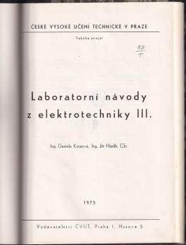 Jiří Hladík: Laboratorní návody z elektrotechniky