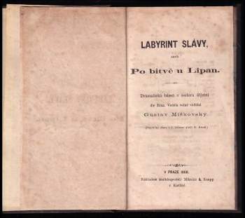 Jan Erazim Vocel: Labyrint slávy, aneb Po bitvě u Lipan