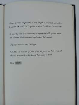 Karel Čapek: Slova, kterými doprovodil Karel Čapek v Lidových Novinách k poledni 14. září 1937 zprávu o smrti Presidenta Osvoboditele