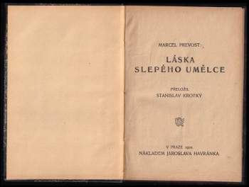 Marcel Prévost: Láska slepého umělce