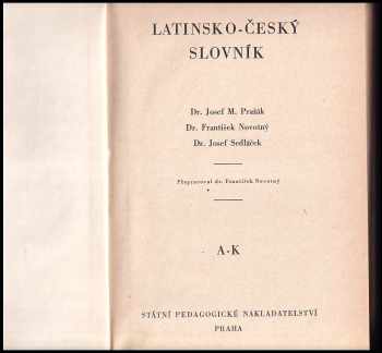 Josef Sedláček: Latinsko-český slovník