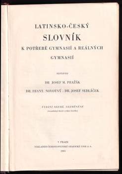 František Novotný: Latinsko-český slovník k potřebě gymnasií a reálných gymnasií