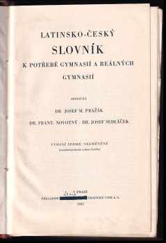 František Novotný: Latinsko-český slovník k potřebě gymnasií a reálných gymnasií