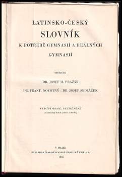 František Novotný: Latinsko-český slovník k potřebě gymnasií a reálných gymnasií