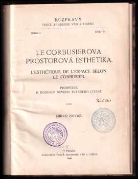 📗 Le Corbusierova prostorová esthetika příspěvek k rozboru nového