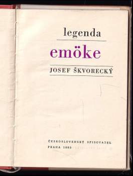 Josef Škvorecký: Legenda Emöke