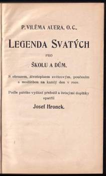 Wilhelm Auer: Legenda svatých pro školu a dům