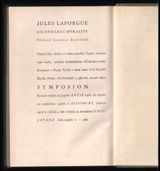Jules Laforgue: Legendární morality