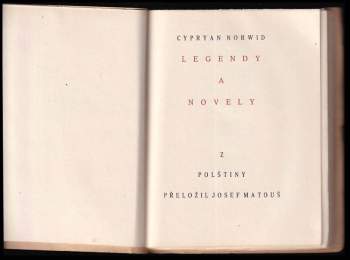 Cyprian Kamil Norwid: Legendy a novely