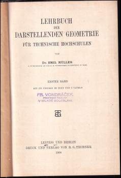 Emil Müller: Lehrbuch der darstellenden Geometrie für technische Hochschulen