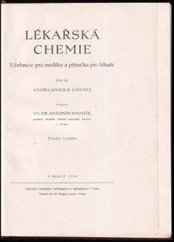 Antonín Hamsík: Lékařská chemie