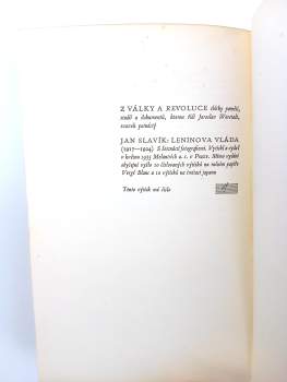 Jan Slavík: Leninova vláda