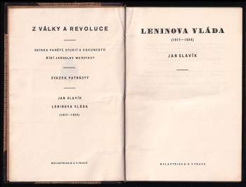 Jan Slavík: Leninova vláda