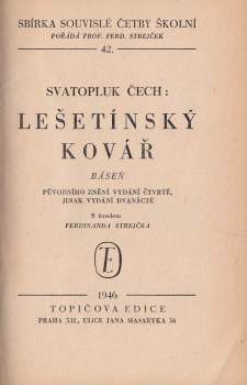 Svatopluk Čech: Lešetínský kovář
