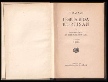 Honoré de Balzac: Lesk a bída kurtisan