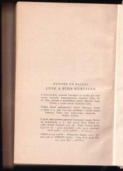 Honoré de Balzac: Lesk a bída kurtisán