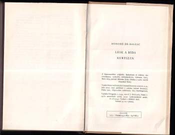 Honoré de Balzac: Lesk a bída kurtizán